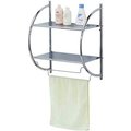 Home Basics 2 Tier Wall Mounting Chrome Plated Steel Bathroom Shelf with Towel Bar BS10105